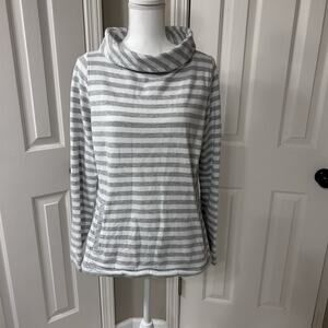 Vineyard Bone Gray Stripe Cowl Neck